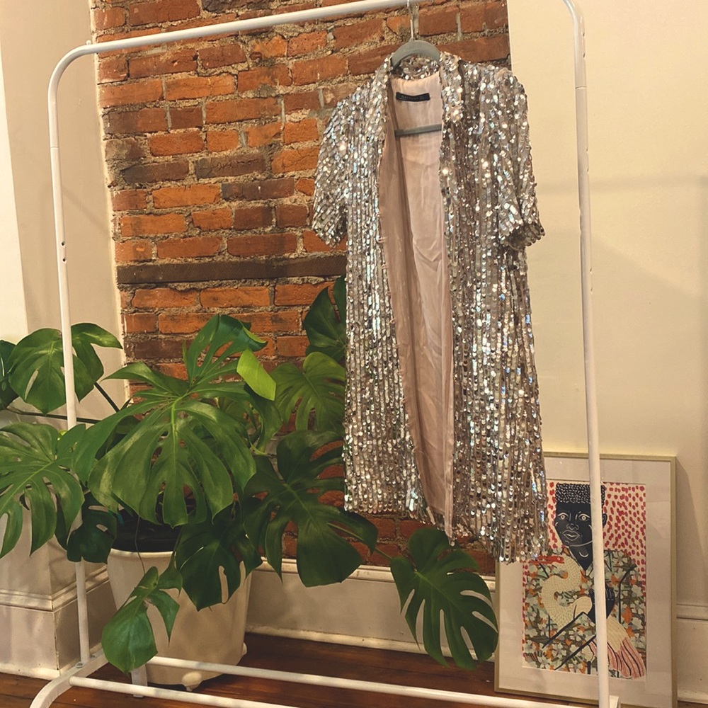Zara sequin shirt dress